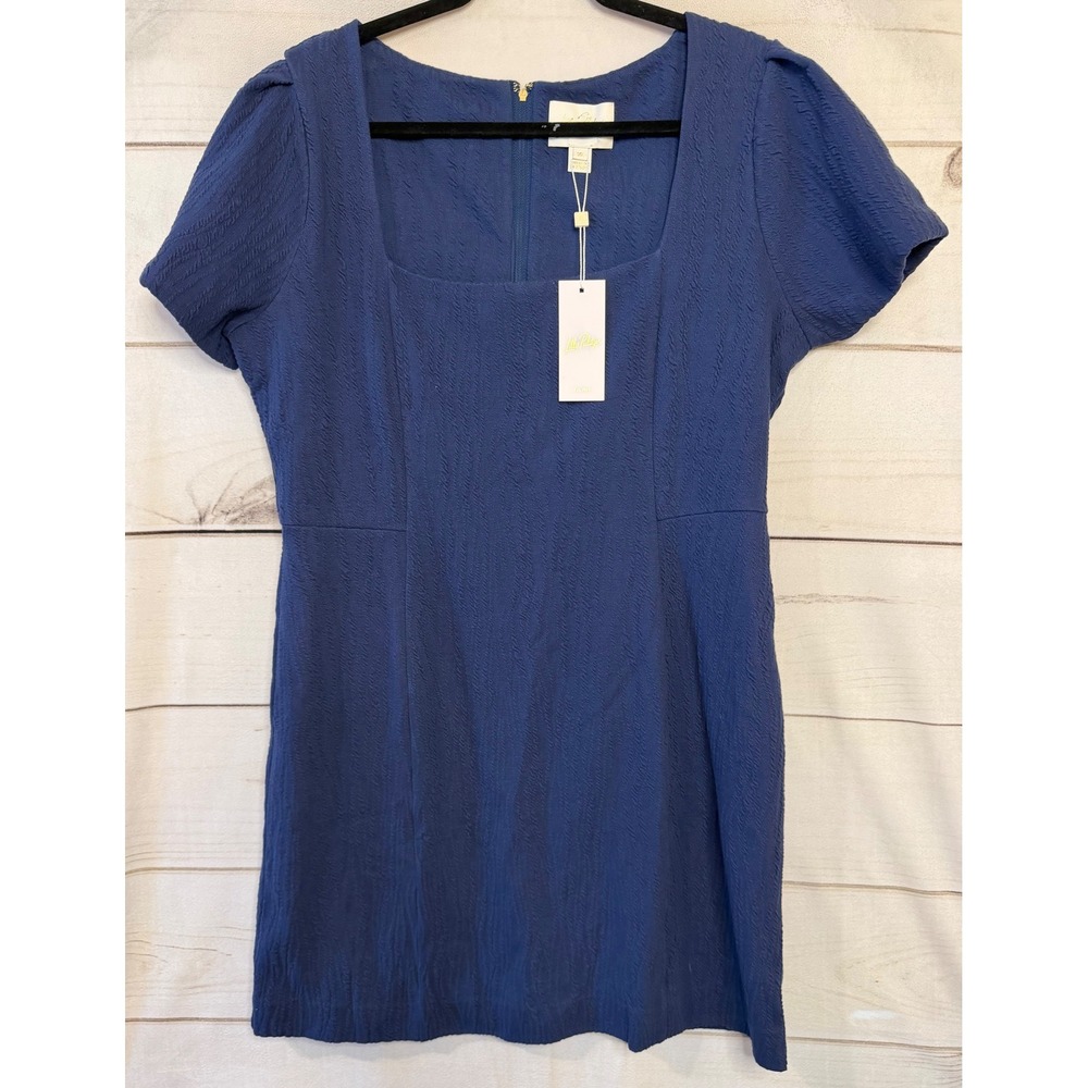 Lilly Pulitzer Brinley Stretch Shift Dress Low Tide Navy‎ Wavy Knit Jacquard XL